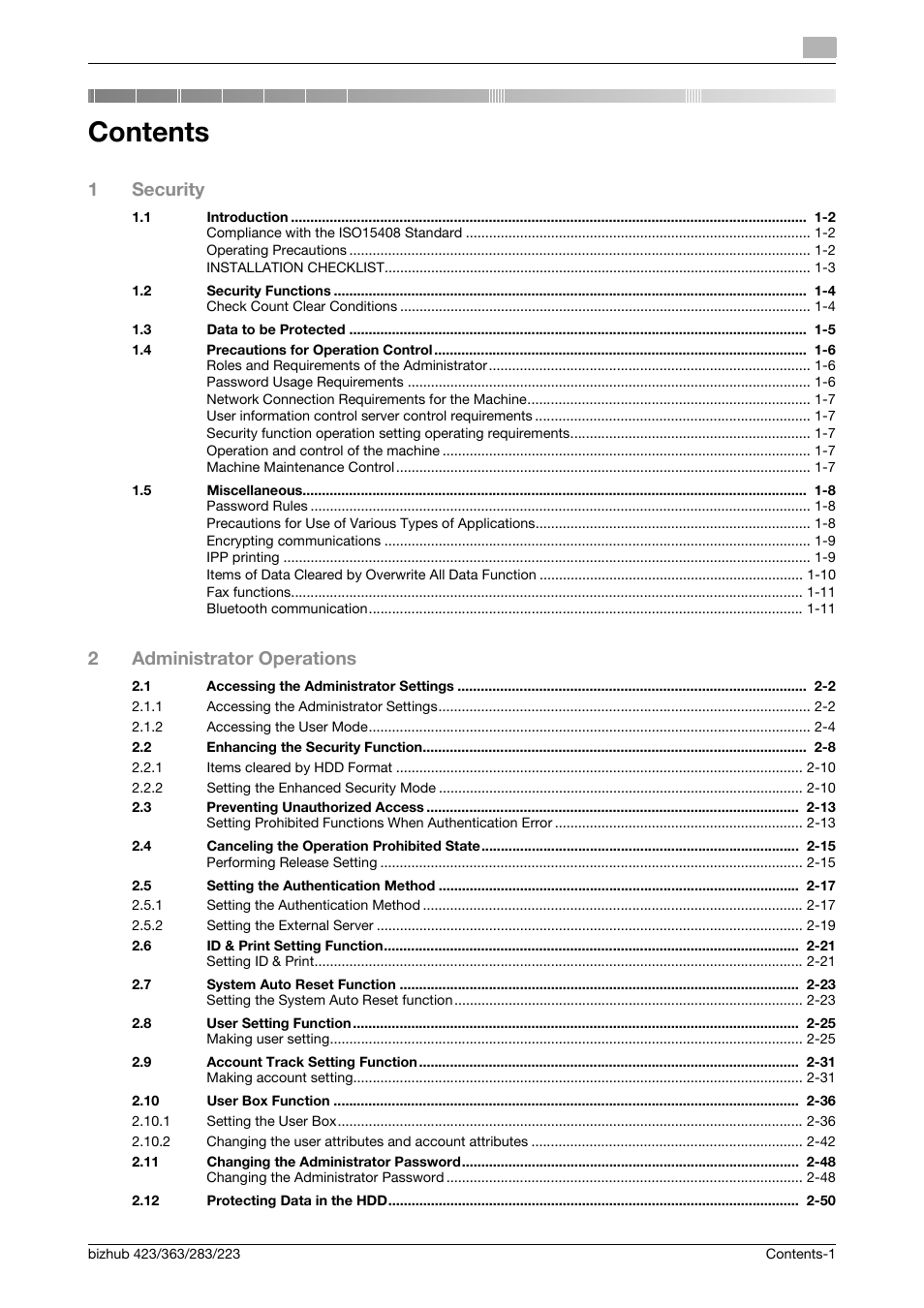 Konica Minolta BIZHUB 223 User Manual | Page 2 / 185