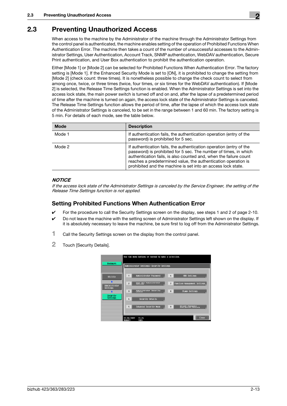 3 preventing unauthorized access | Konica Minolta BIZHUB 223 User Manual | Page 28 / 185