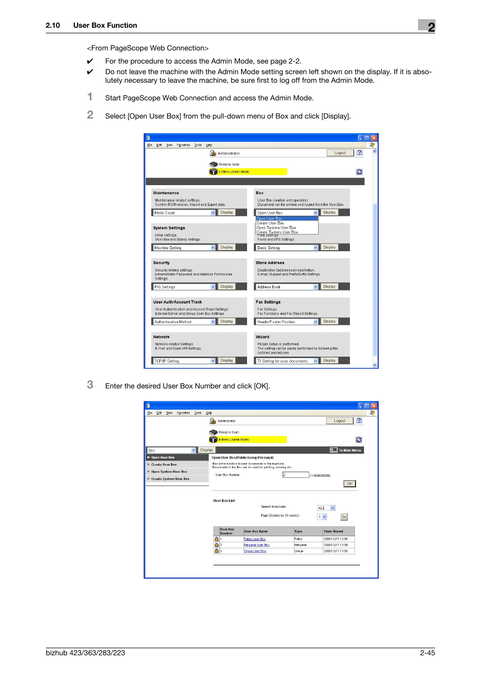 Konica Minolta BIZHUB 223 User Manual | Page 60 / 185