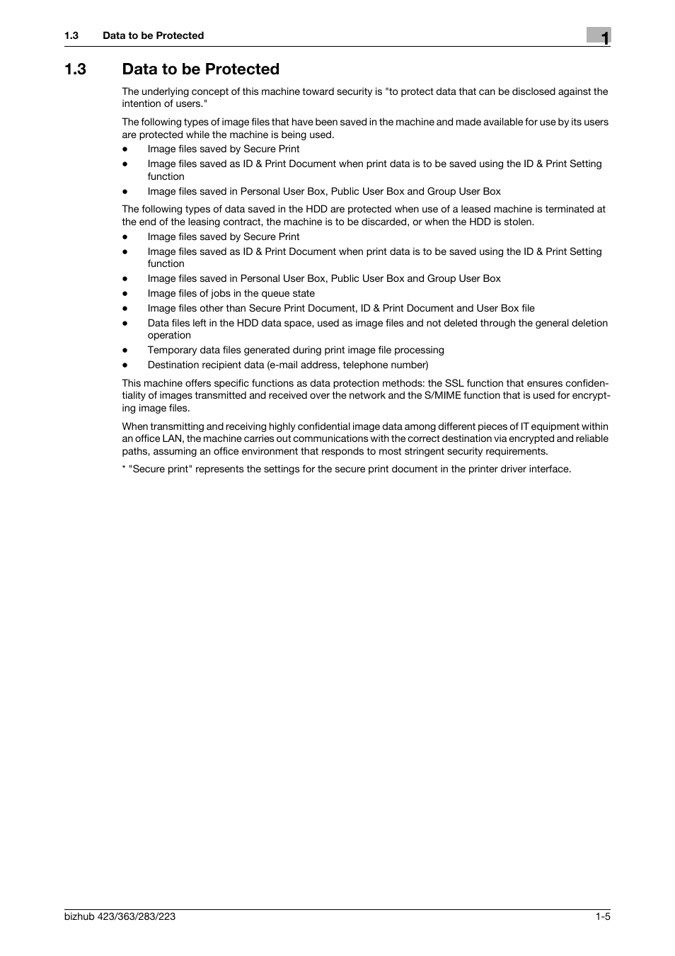 3 data to be protected, Data to be protected -5 | Konica Minolta BIZHUB 223 User Manual | Page 9 / 185