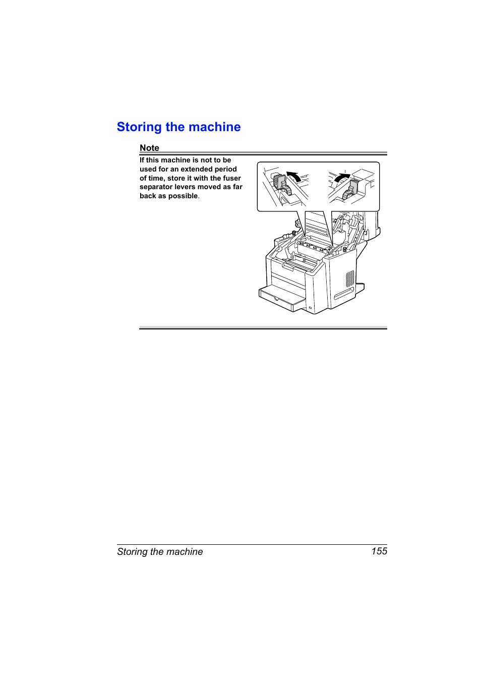 Storing the machine, Storing the machine 155 | Konica Minolta magicolor 2590MF User Manual | Page 169 / 236