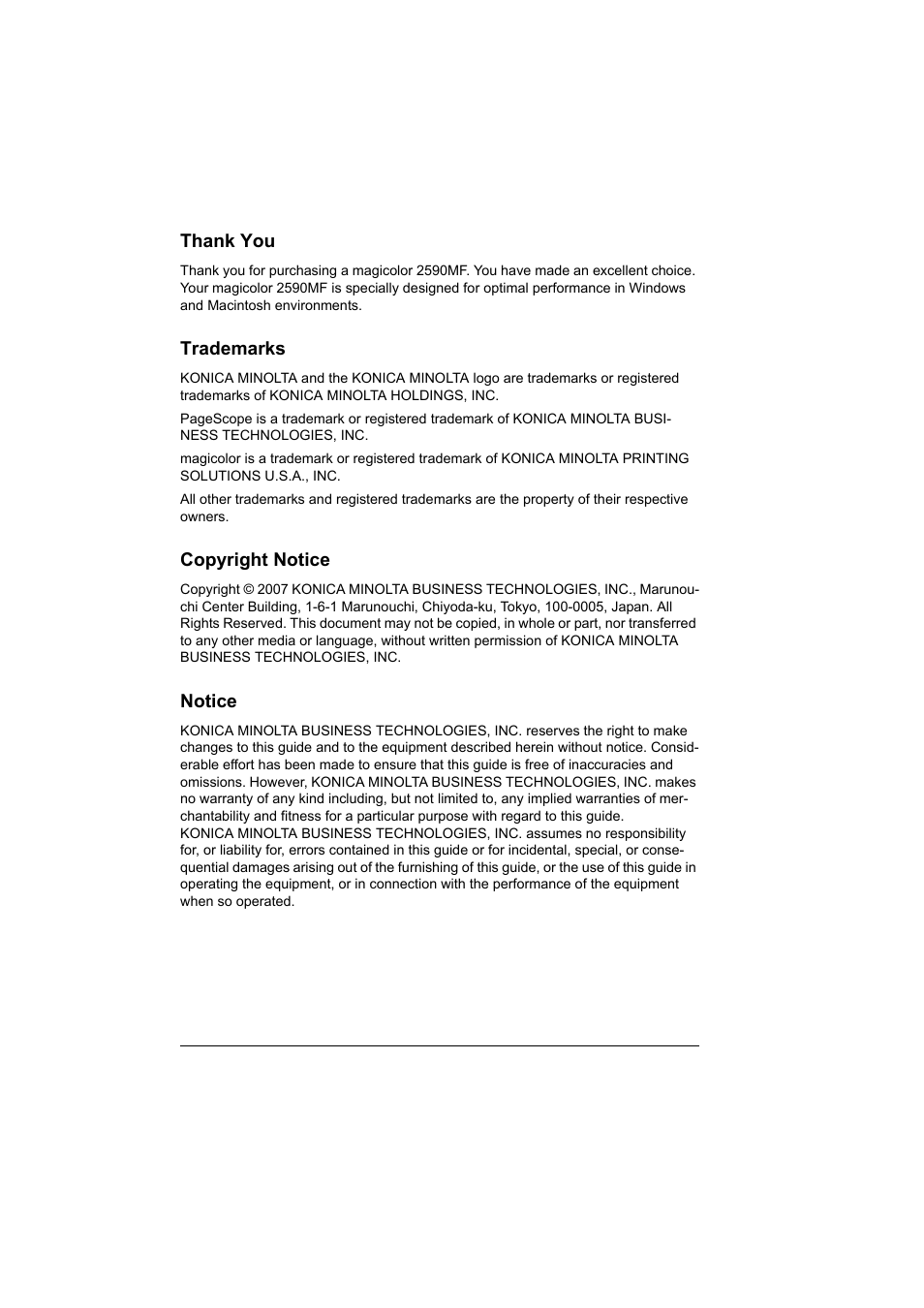 Konica Minolta magicolor 2590MF User Manual | Page 2 / 236