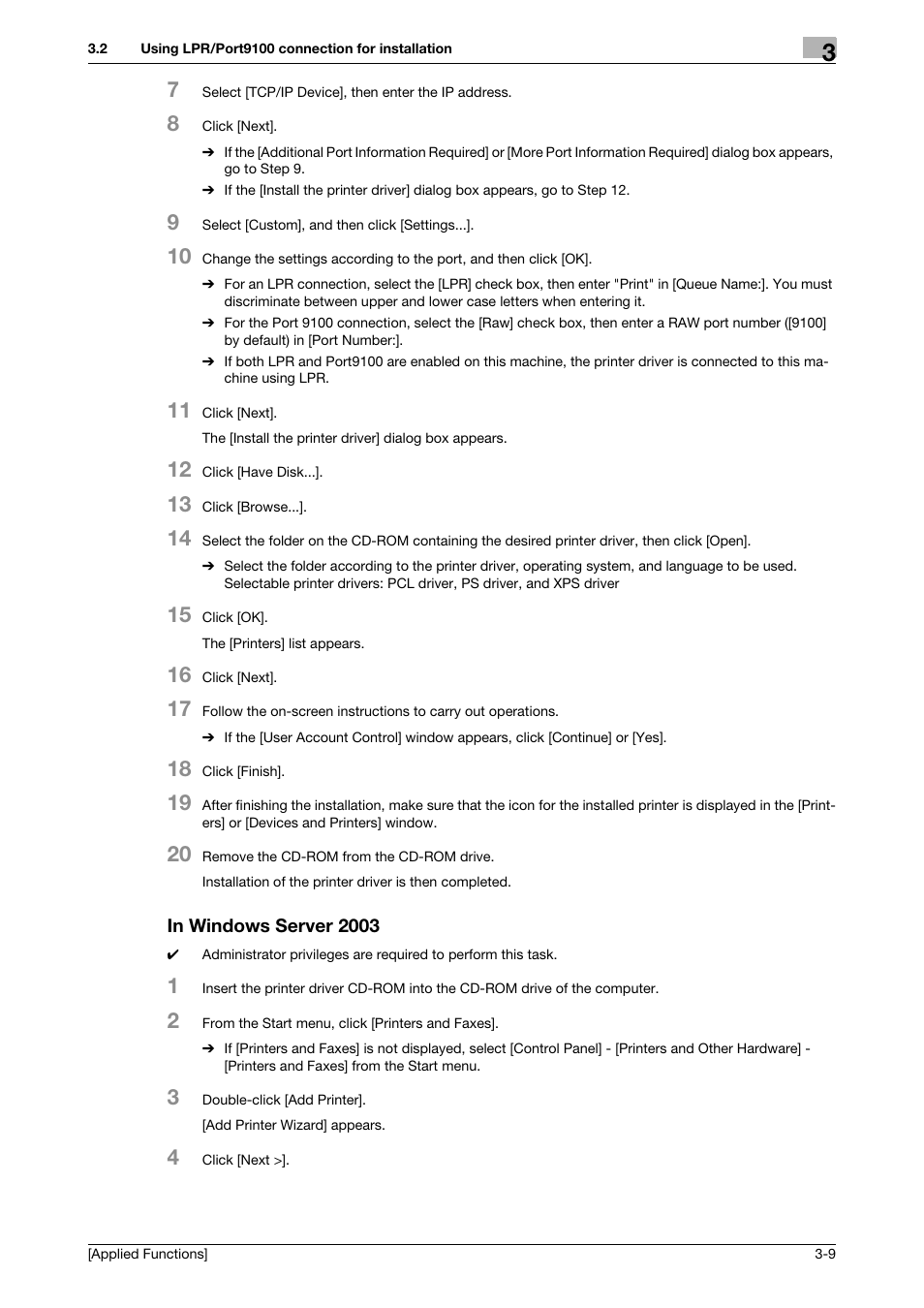 In windows server 2003, In windows server 2003 -9 | Konica Minolta bizhub 4750 User Manual | Page 114 / 149