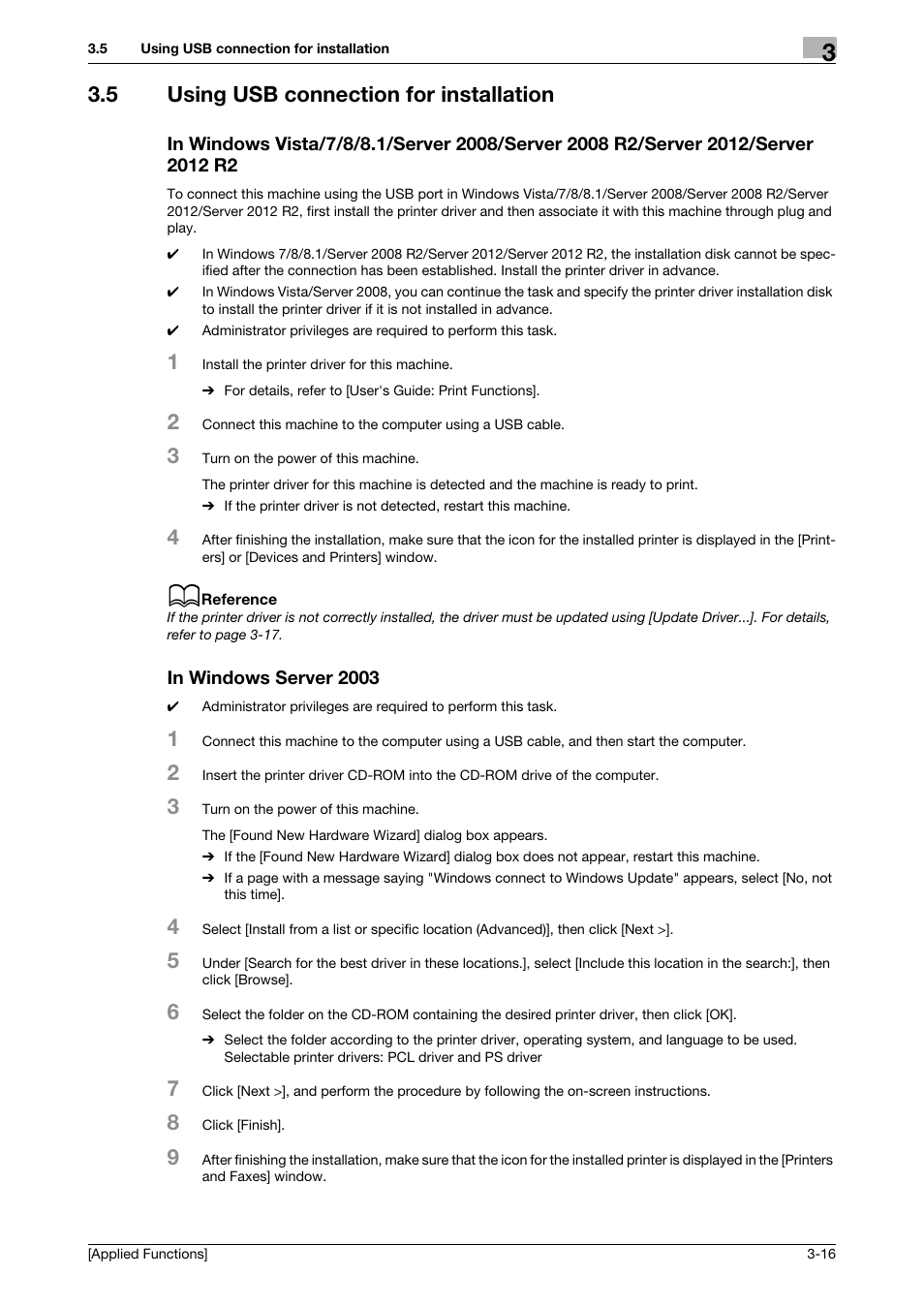 5 using usb connection for installation, In windows server 2003 | Konica Minolta bizhub 4750 User Manual | Page 121 / 149