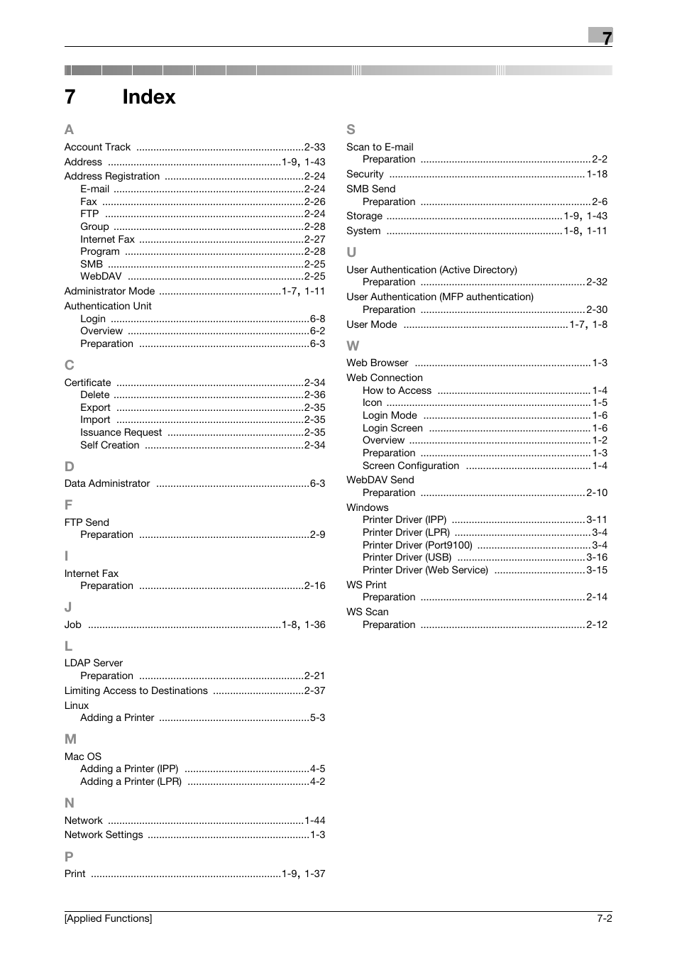 7 index, Index, 7index | Konica Minolta bizhub 4750 User Manual | Page 148 / 149