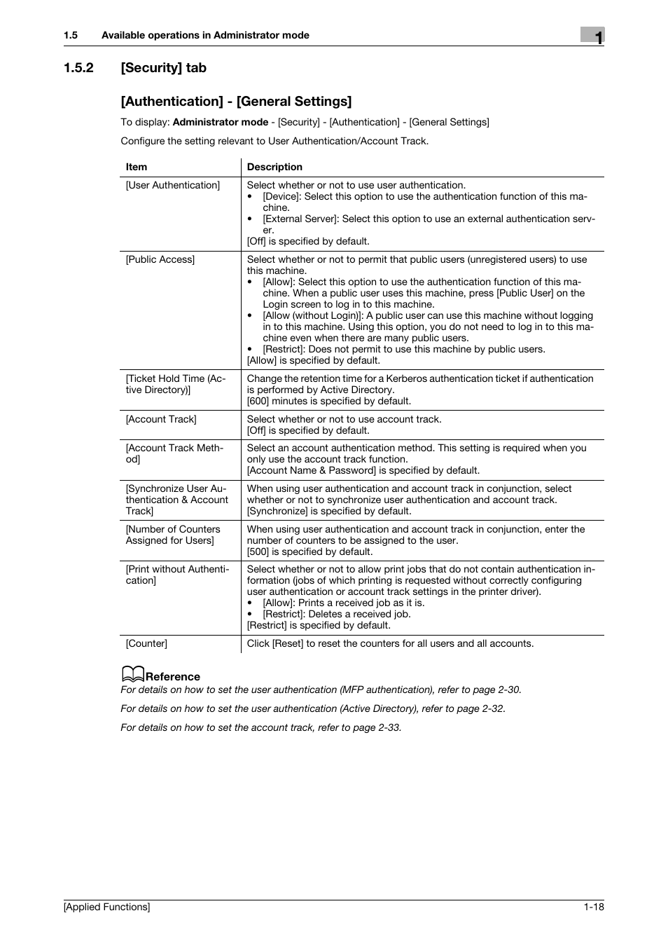 2 [security] tab, Authentication] - [general settings | Konica Minolta bizhub 4750 User Manual | Page 24 / 149