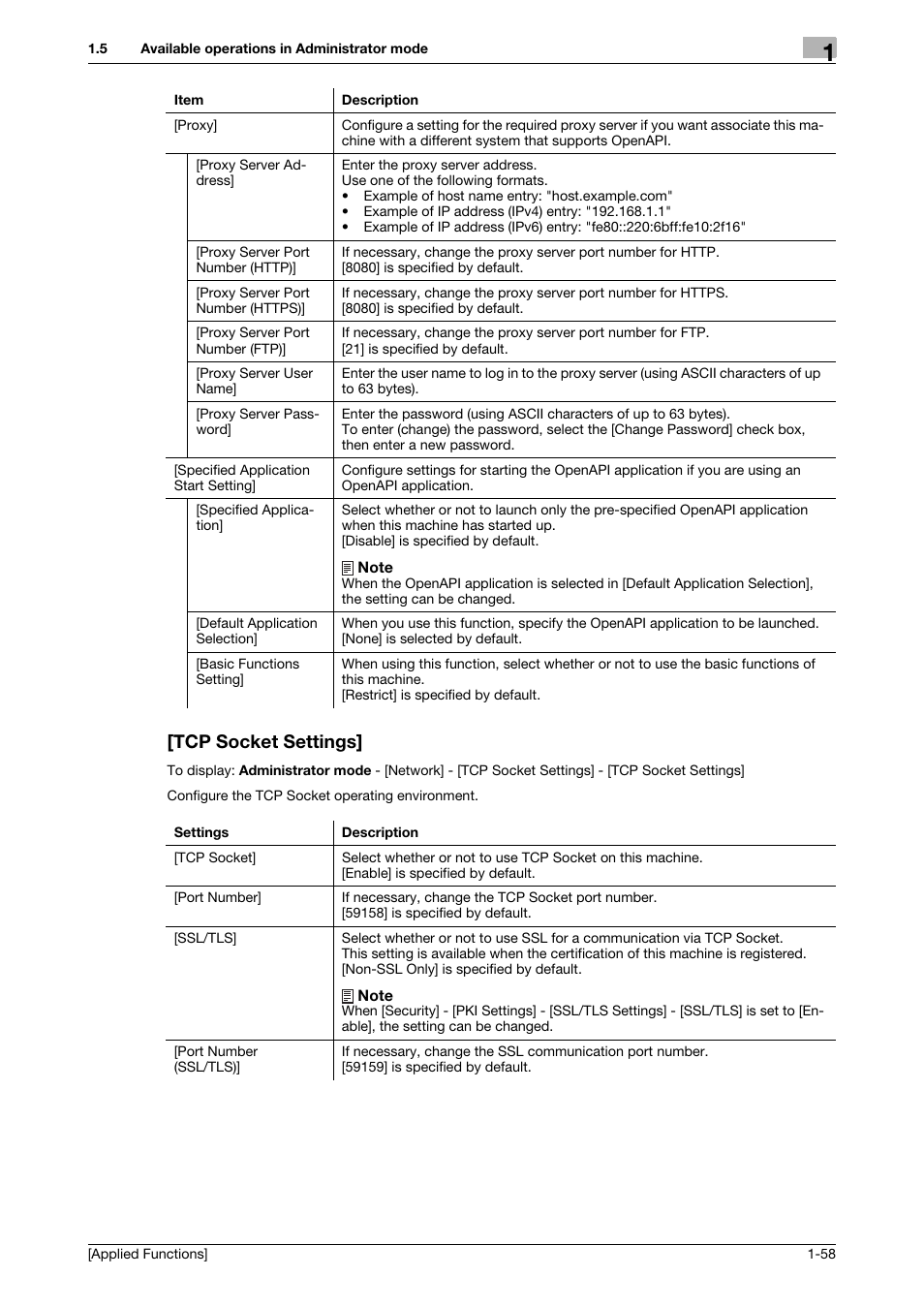 Tcp socket settings, Tcp socket settings] -58 | Konica Minolta bizhub 4750 User Manual | Page 64 / 149
