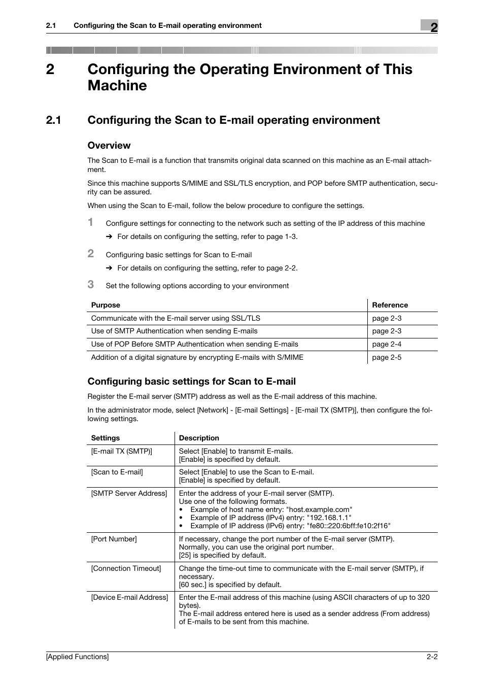 Overview, Configuring basic settings for scan to e-mail | Konica Minolta bizhub 4750 User Manual | Page 67 / 149
