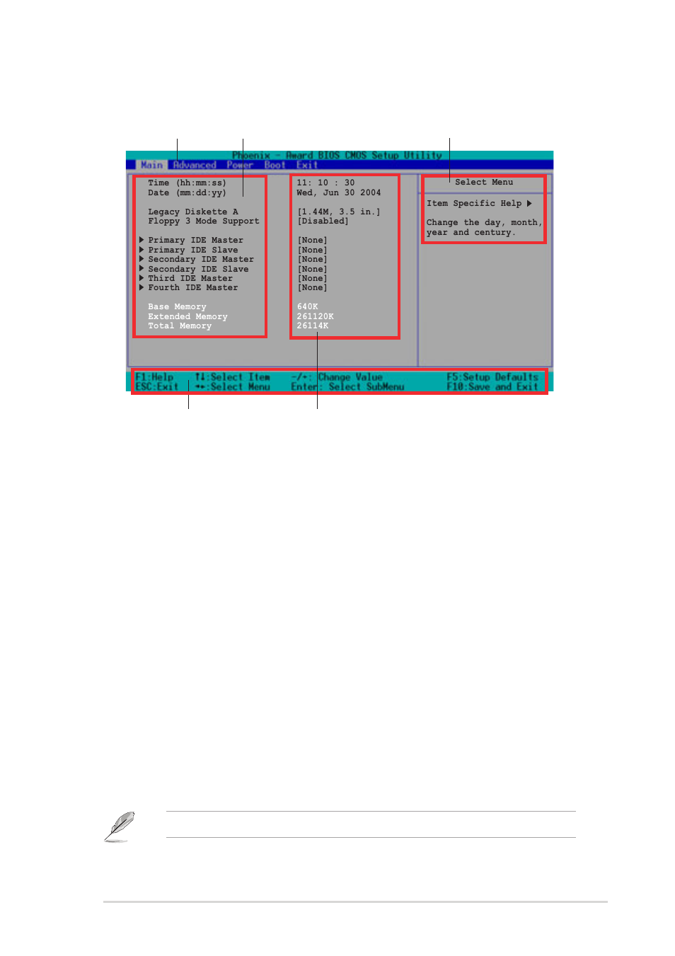 2 menu bar, 3 navigation keys, 1 bios menu screen | Asus AP1720-E2 User Manual | Page 113 / 156