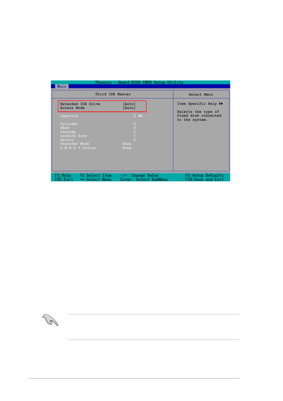 6 fourth ide master, 5 third ide master, Extended ide drive [auto | Access mode [auto, Chapter 5: bios setup 5-16, Configuration options: [large] [auto | Asus AP1720-E2 User Manual | Page 120 / 156