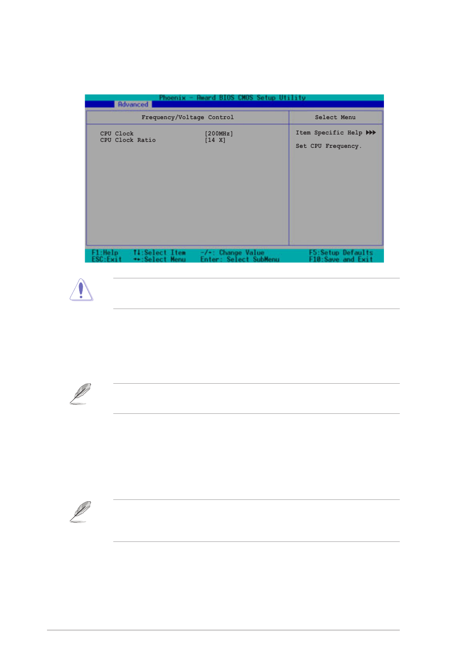 Frequency/voltage control, Cpu clock [200mhz, Cpu clock ratio [18 x | Chapter 5: bios setup 5-22 | Asus AP1720-E2 User Manual | Page 126 / 156