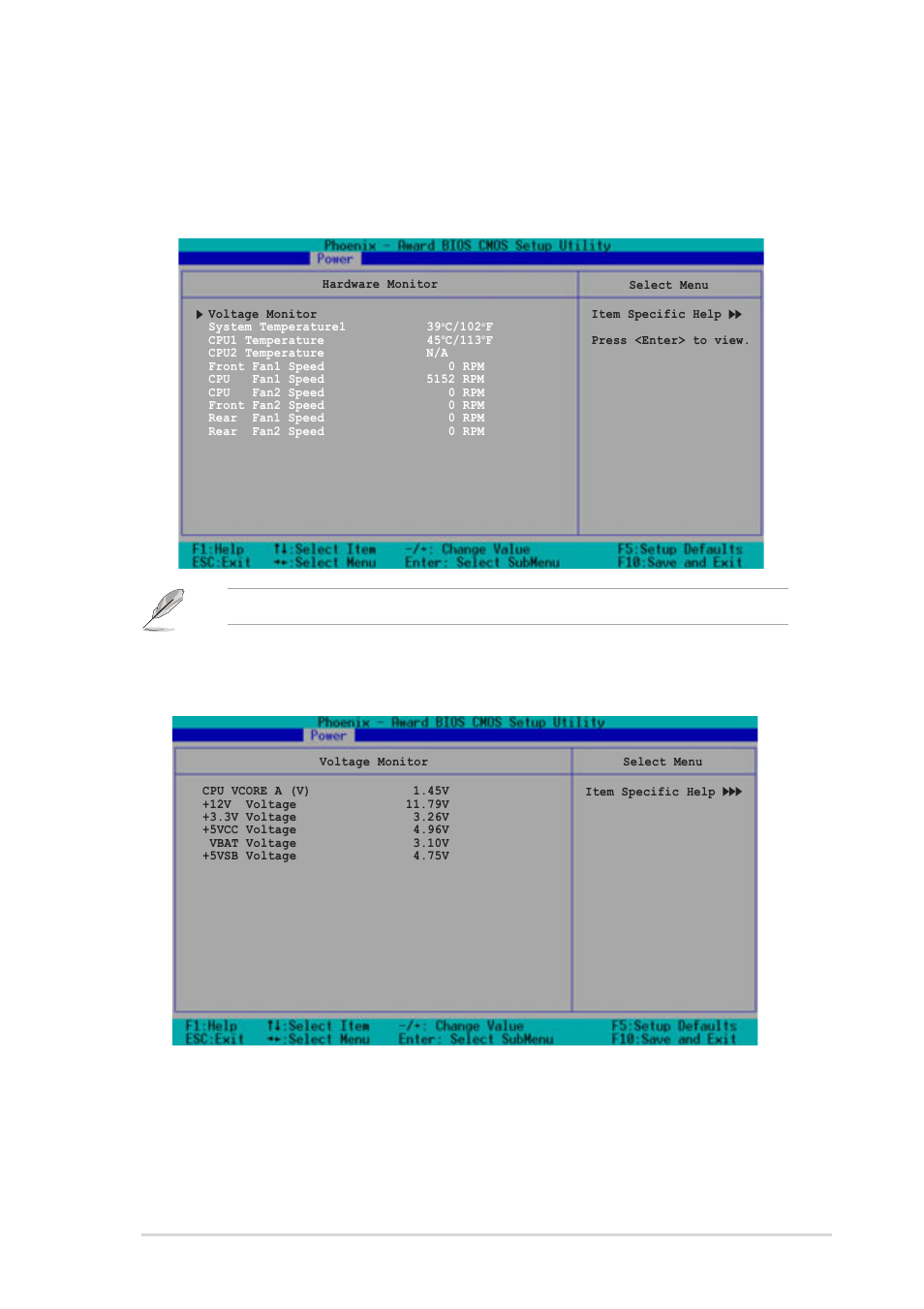 2 hardware monitor, Voltage monitor | Asus AP1720-E2 User Manual | Page 139 / 156