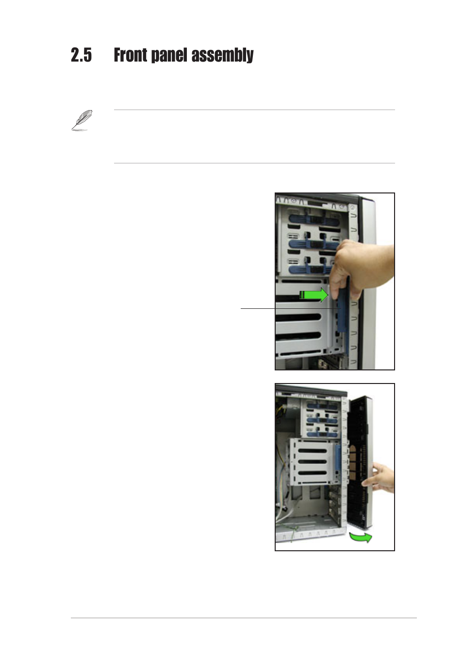 5 front panel assembly, 1 removing the front panel assembly | Asus AP1720-E2 User Manual | Page 33 / 156