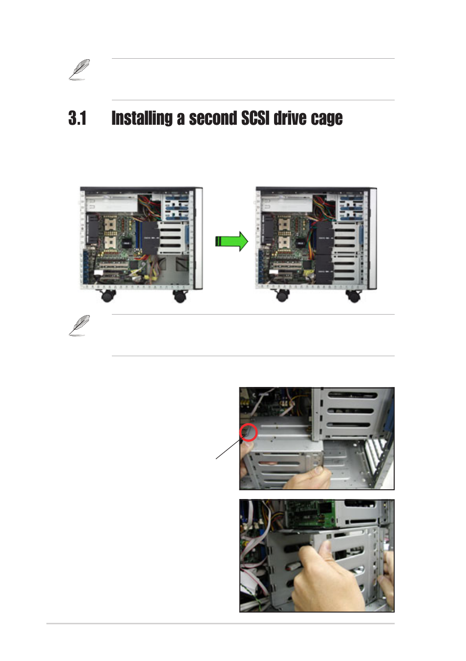 1 installing a second scsi drive cage | Asus AP1720-E2 User Manual | Page 78 / 156