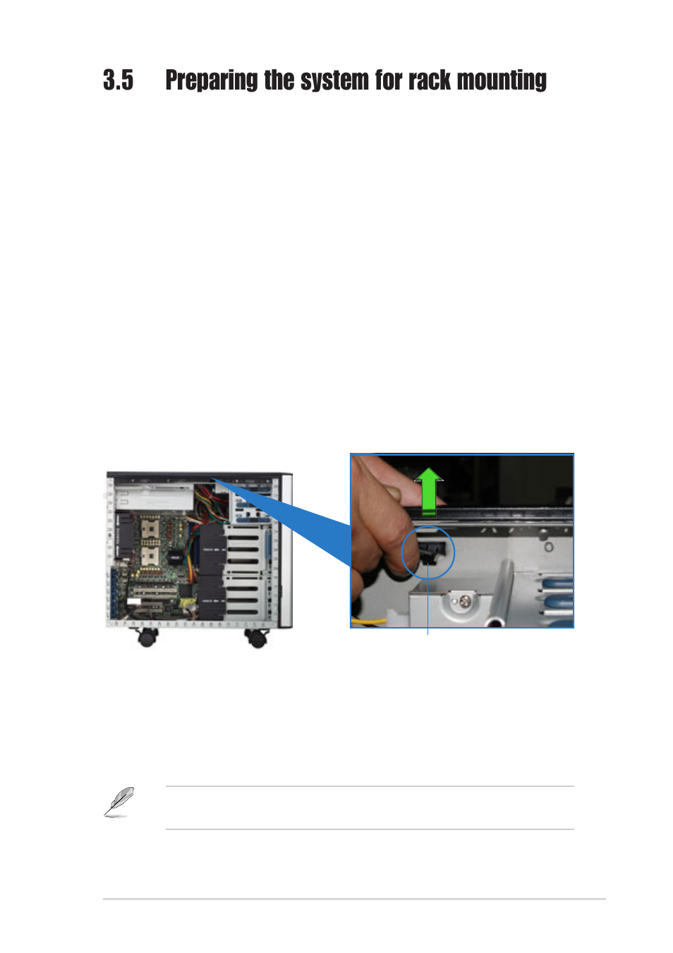 5 preparing the system for rack mounting, 1 remove the footpads or roller wheels, 2 remove the top cover | 3 attach the rack rails | Asus AP1720-E2 User Manual | Page 87 / 156