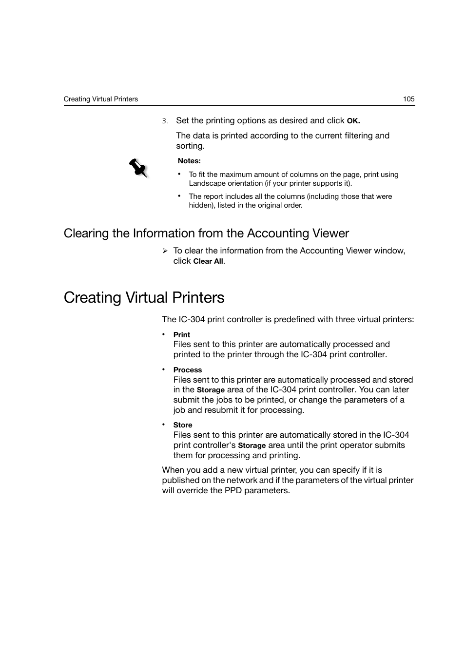 Creating virtual printers, Printers, see | Konica Minolta bizhub PRO C6500P User Manual | Page 113 / 266