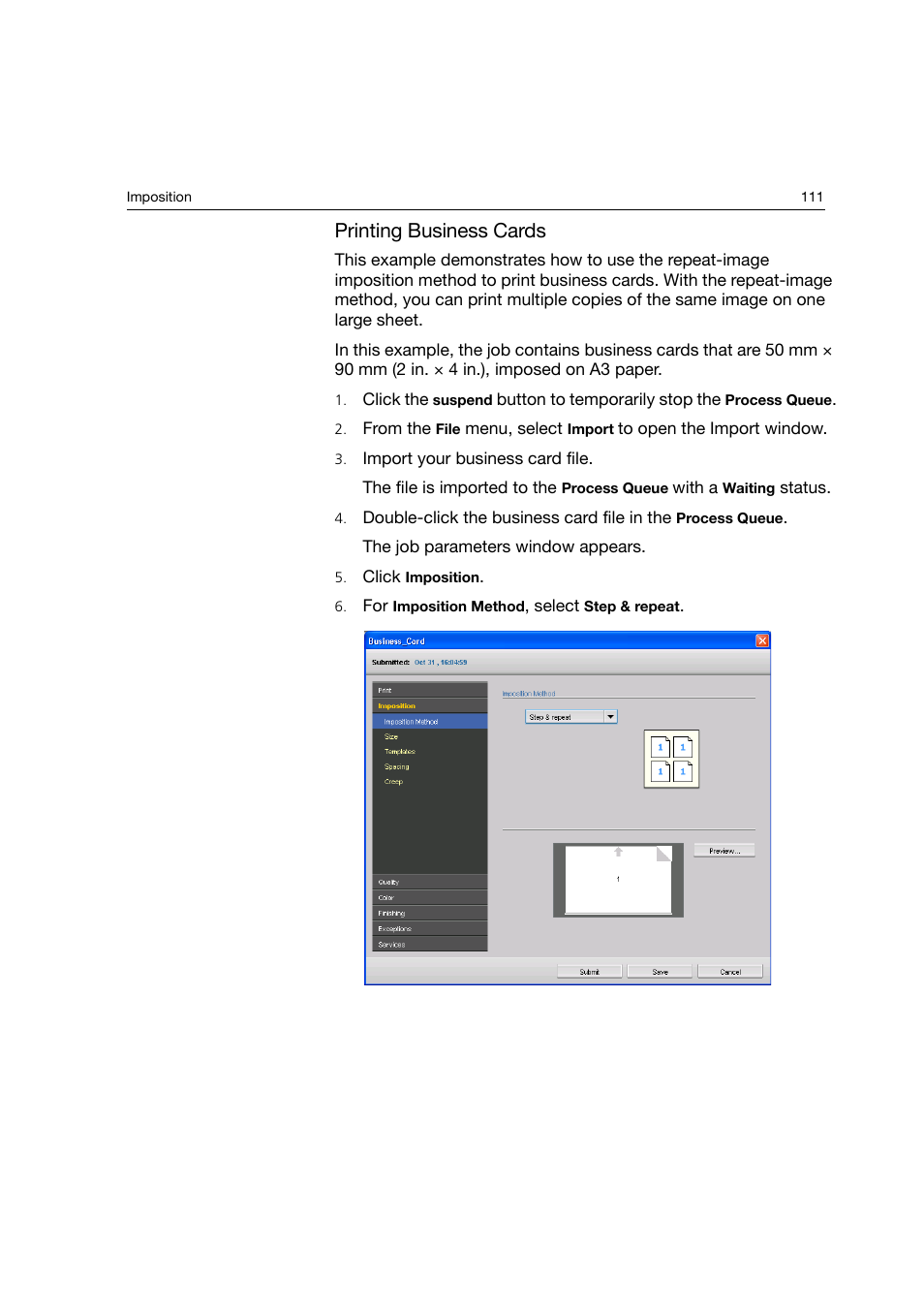 Printing business cards | Konica Minolta bizhub PRO C6500P User Manual | Page 119 / 266