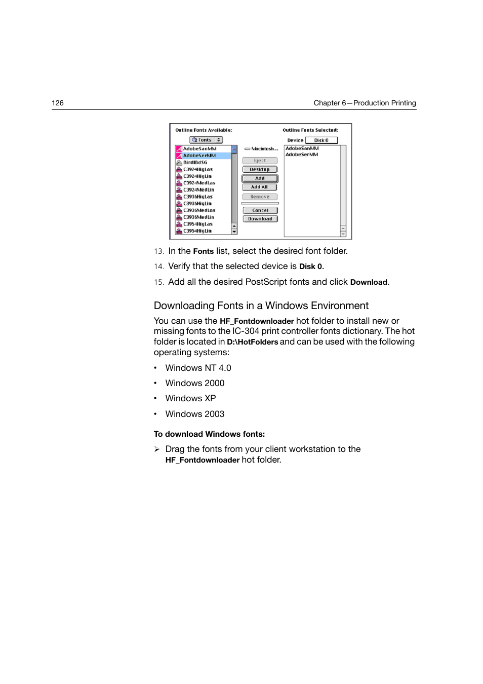 Downloading fonts in a windows environment | Konica Minolta bizhub PRO C6500P User Manual | Page 134 / 266