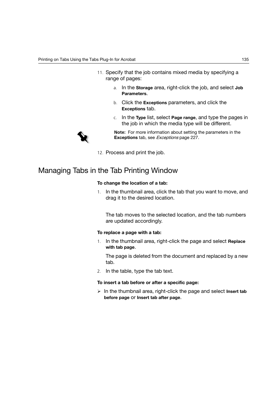 Managing tabs in the tab printing window | Konica Minolta bizhub PRO C6500P User Manual | Page 143 / 266