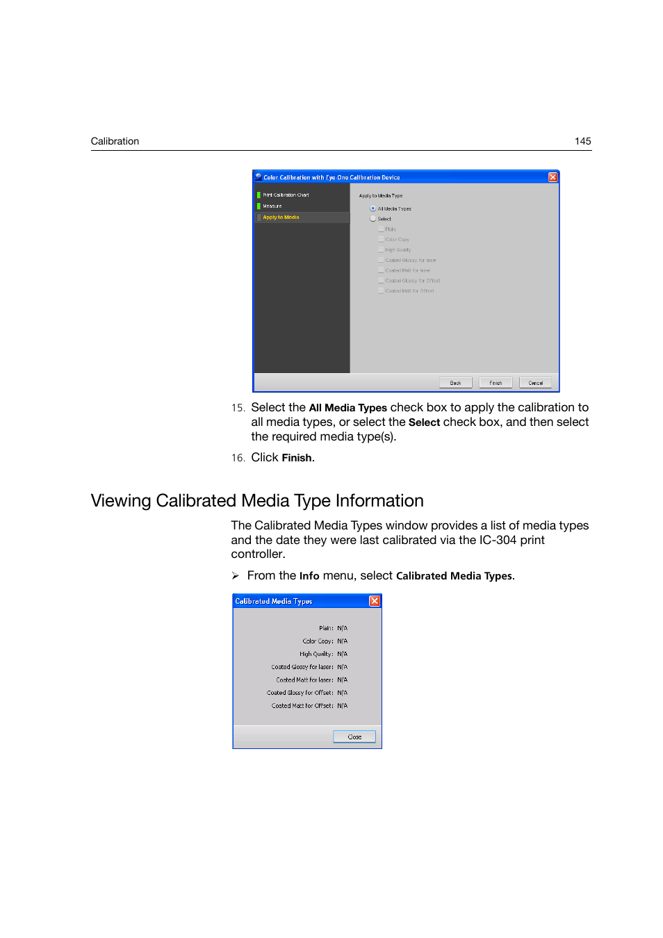 Viewing calibrated media type information | Konica Minolta bizhub PRO C6500P User Manual | Page 153 / 266