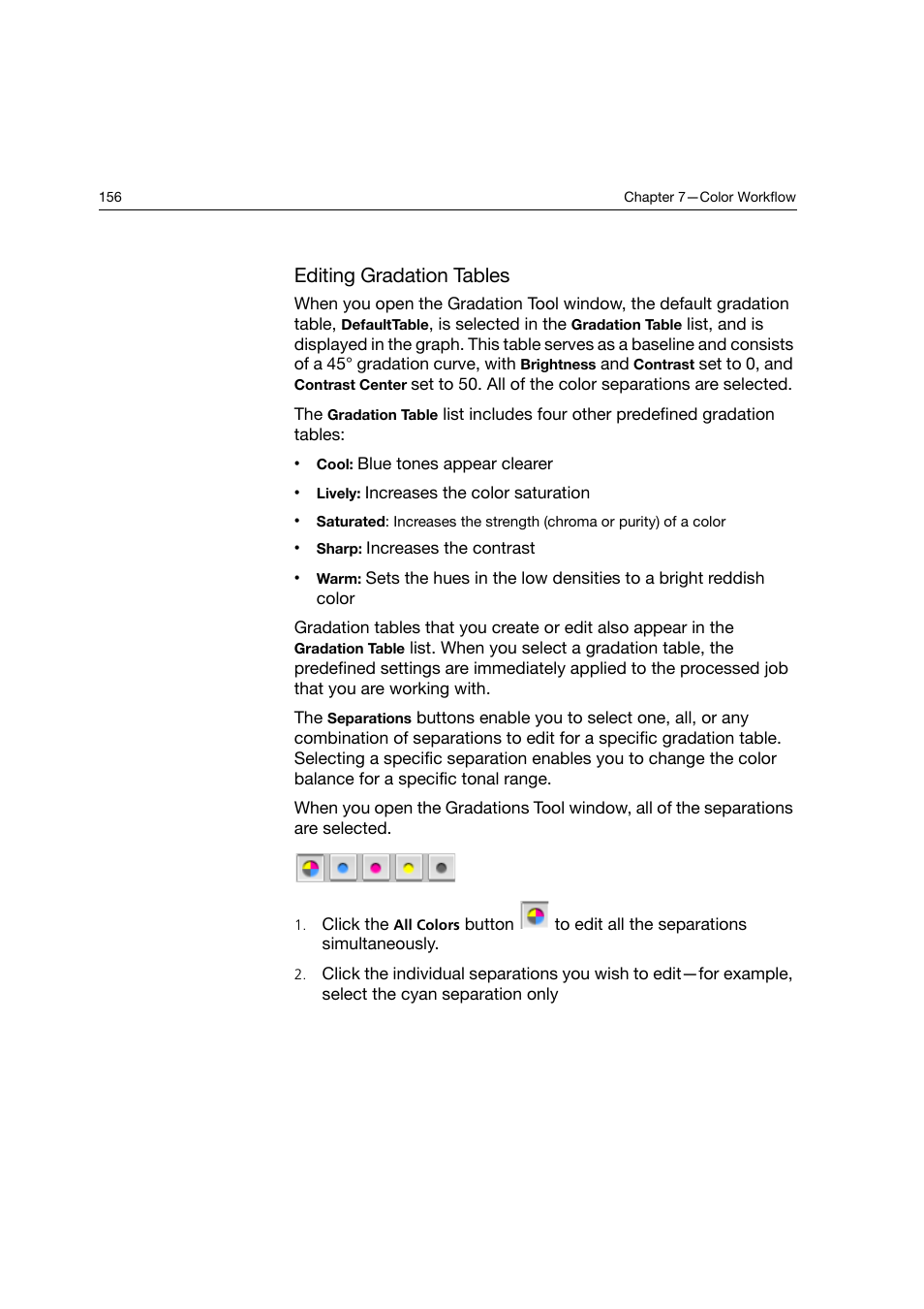 Editing gradation tables | Konica Minolta bizhub PRO C6500P User Manual | Page 164 / 266