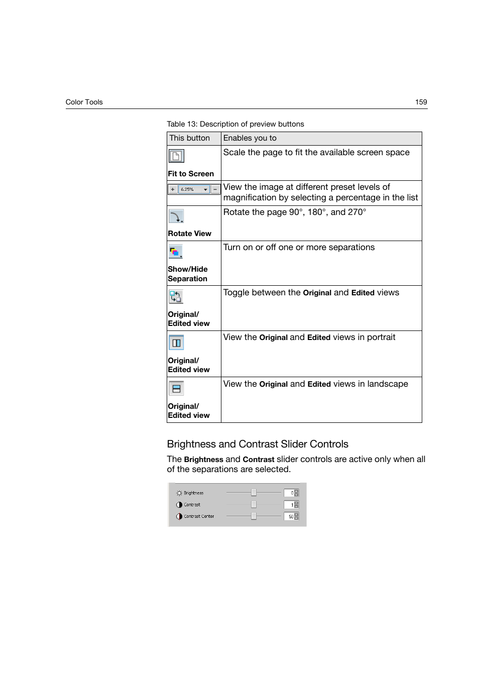 Brightness and contrast slider controls | Konica Minolta bizhub PRO C6500P User Manual | Page 167 / 266