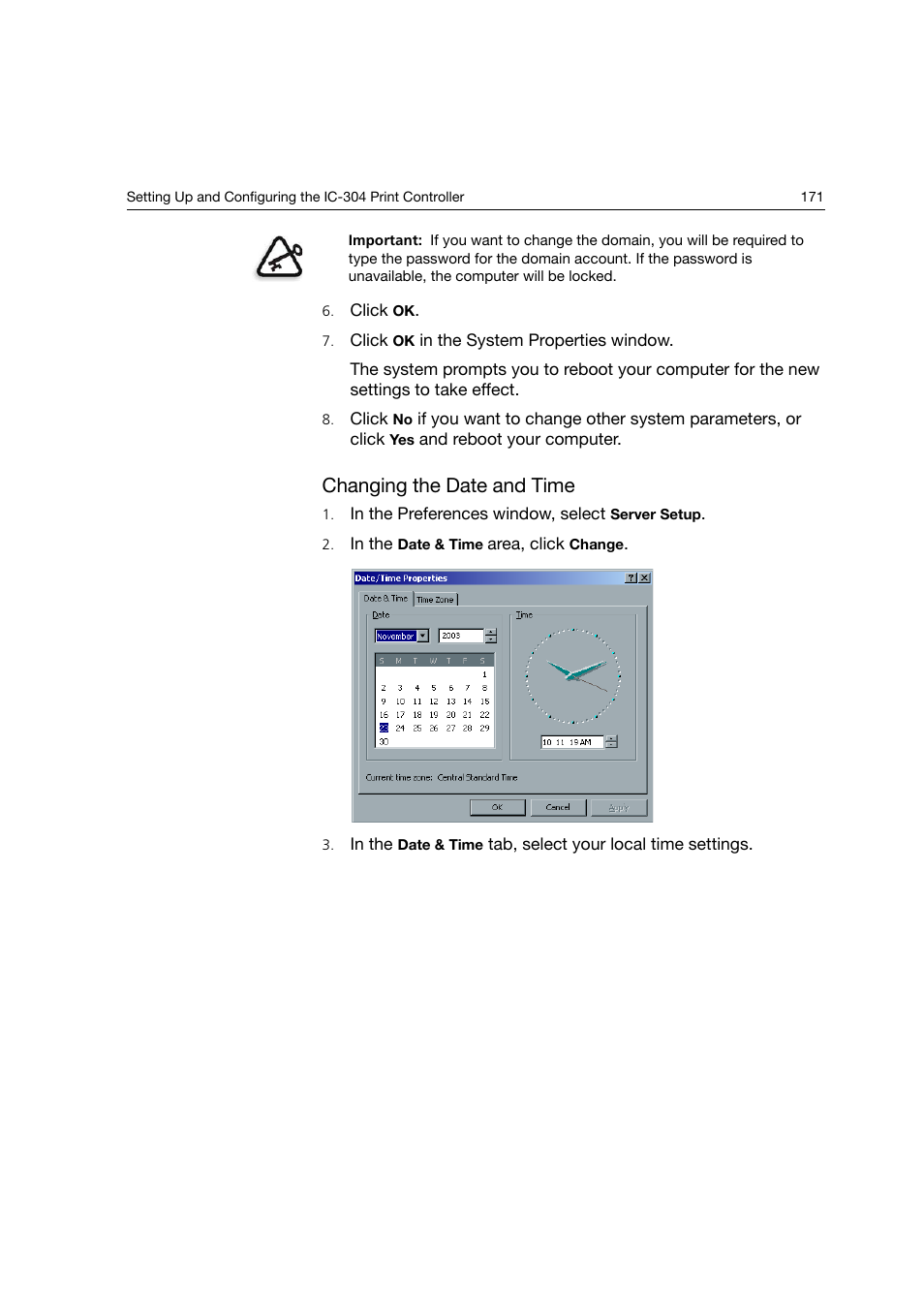 Changing the date and time | Konica Minolta bizhub PRO C6500P User Manual | Page 179 / 266