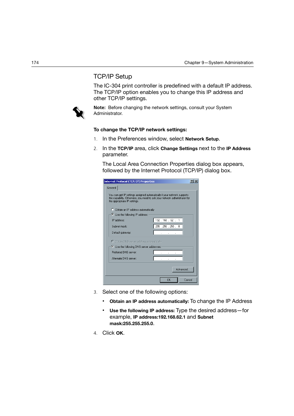 Tcp/ip setup | Konica Minolta bizhub PRO C6500P User Manual | Page 182 / 266