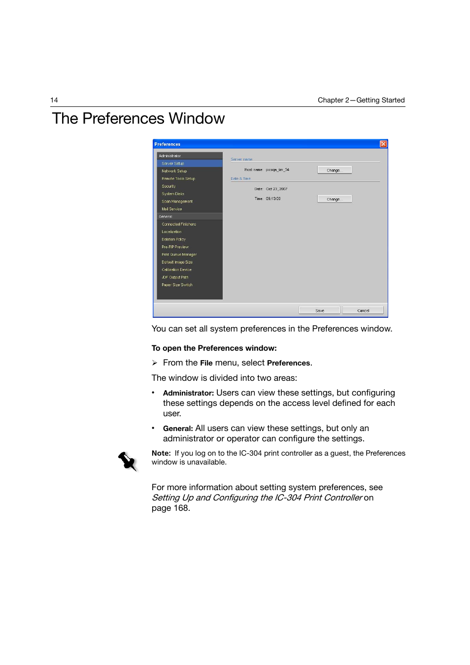 The preferences window | Konica Minolta bizhub PRO C6500P User Manual | Page 22 / 266