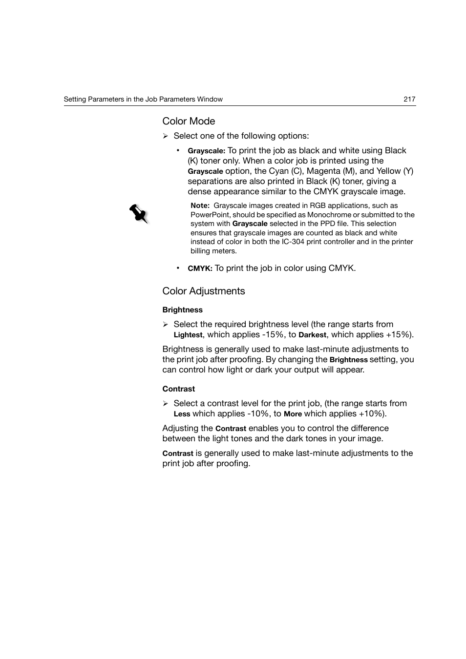 Color mode, Color adjustments | Konica Minolta bizhub PRO C6500P User Manual | Page 225 / 266