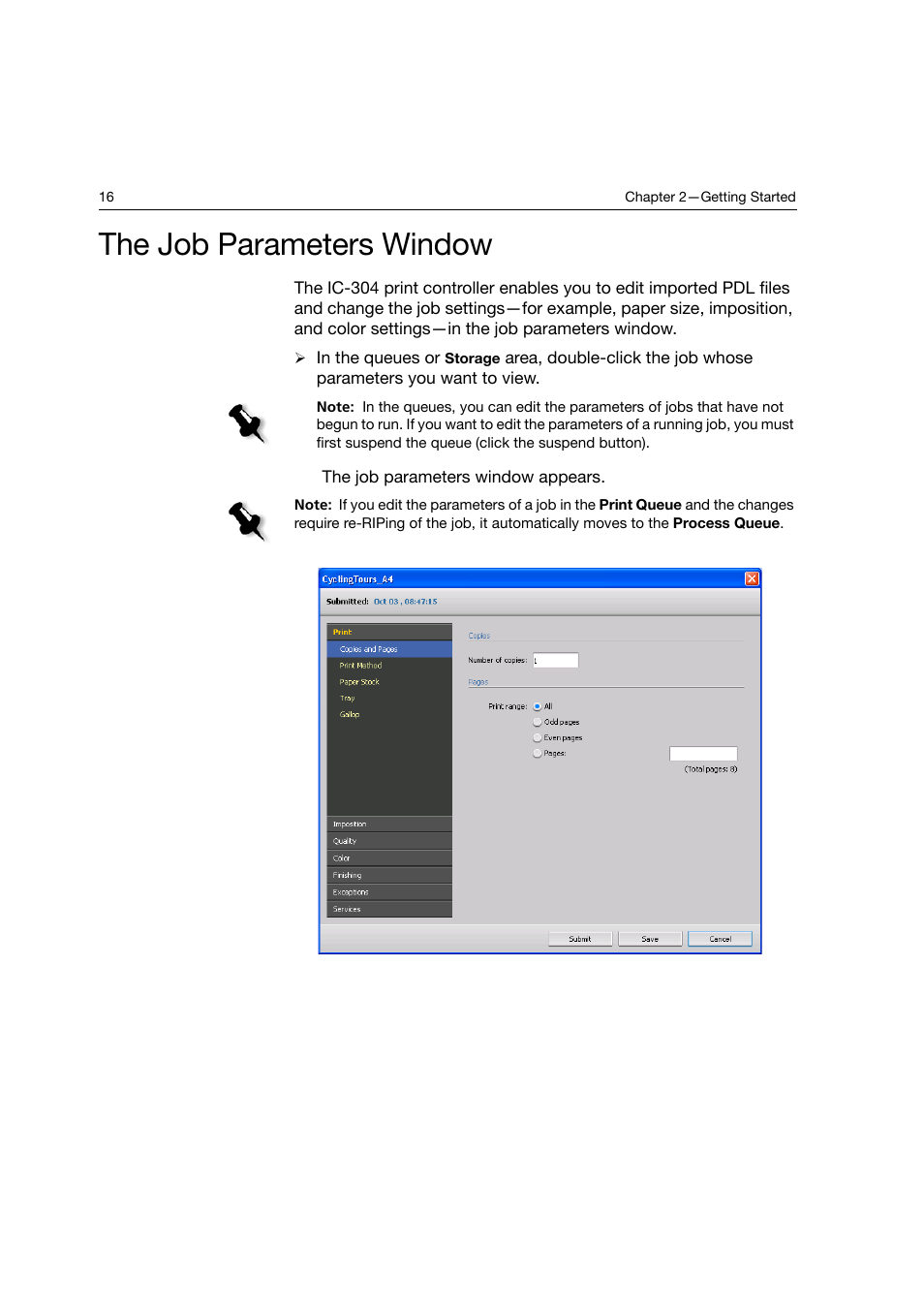 The job parameters window | Konica Minolta bizhub PRO C6500P User Manual | Page 24 / 266