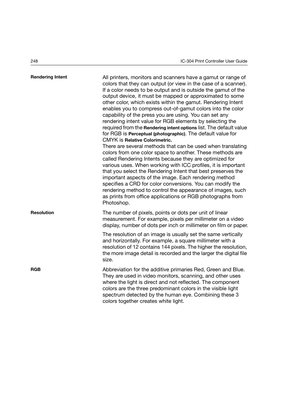 Tent, see, Rendering intent | Konica Minolta bizhub PRO C6500P User Manual | Page 256 / 266