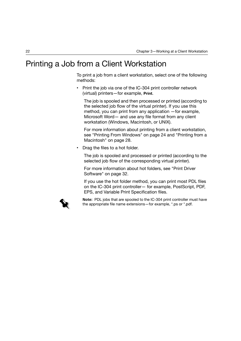 Printing a job from a client workstation | Konica Minolta bizhub PRO C6500P User Manual | Page 30 / 266