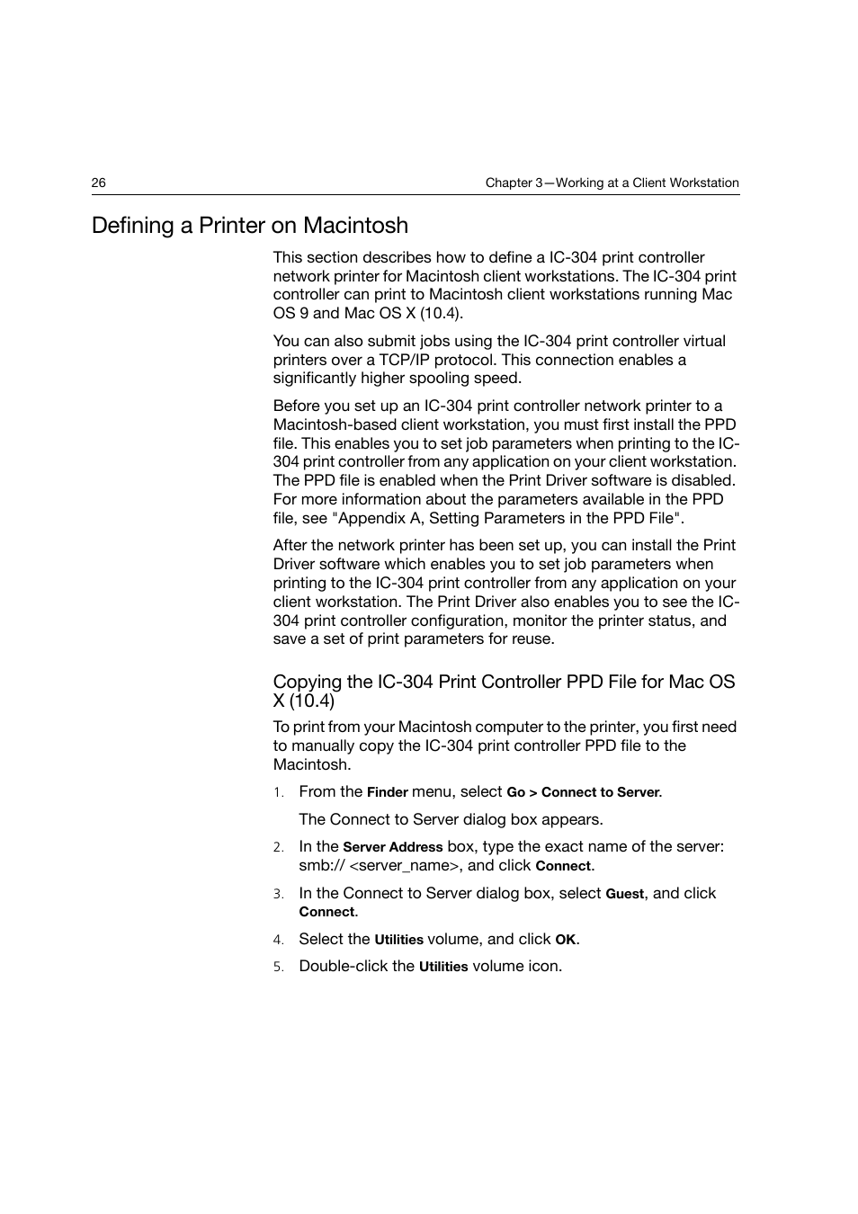 Defining a printer on macintosh | Konica Minolta bizhub PRO C6500P User Manual | Page 34 / 266