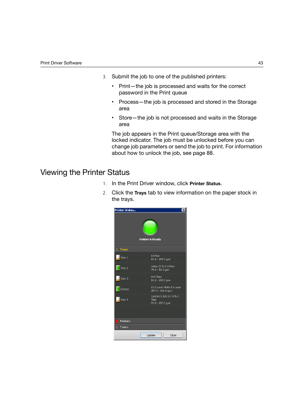 Viewing the printer status | Konica Minolta bizhub PRO C6500P User Manual | Page 51 / 266