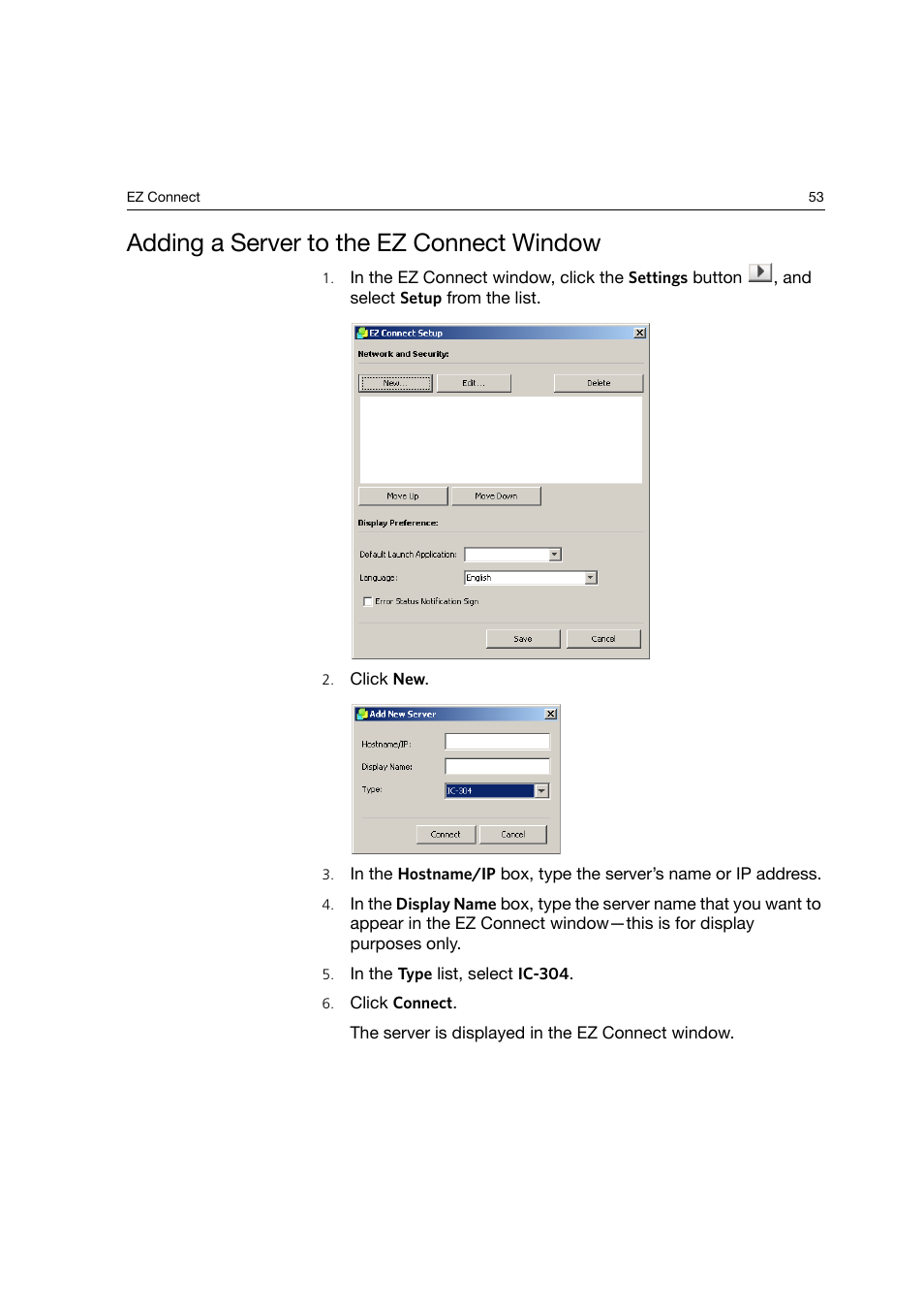 Adding a server to the ez connect window | Konica Minolta bizhub PRO C6500P User Manual | Page 61 / 266