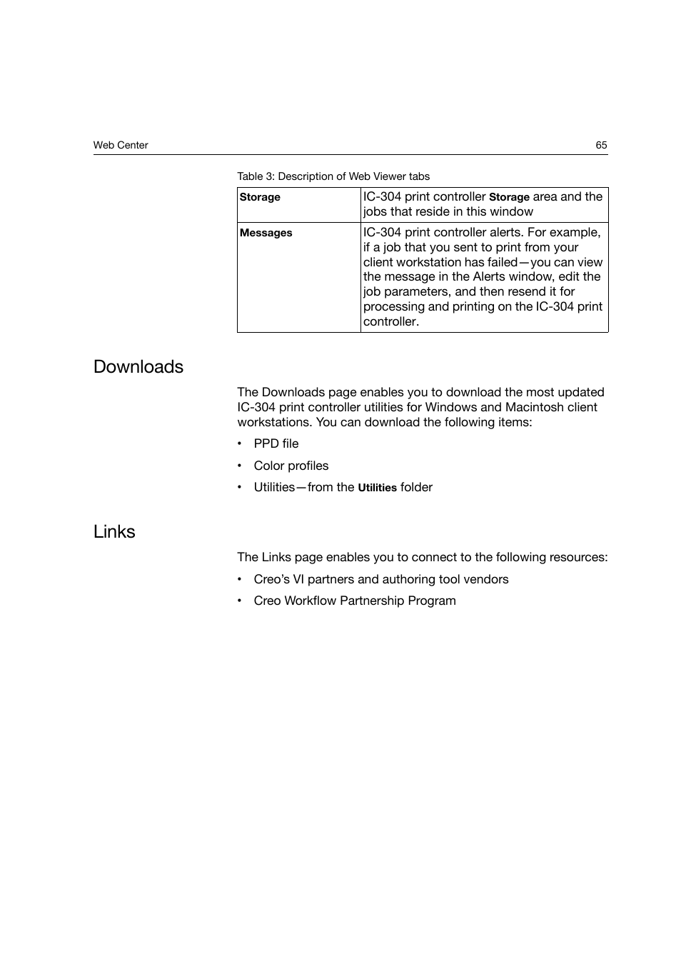 Downloads, Links, Downloads links | Konica Minolta bizhub PRO C6500P User Manual | Page 73 / 266