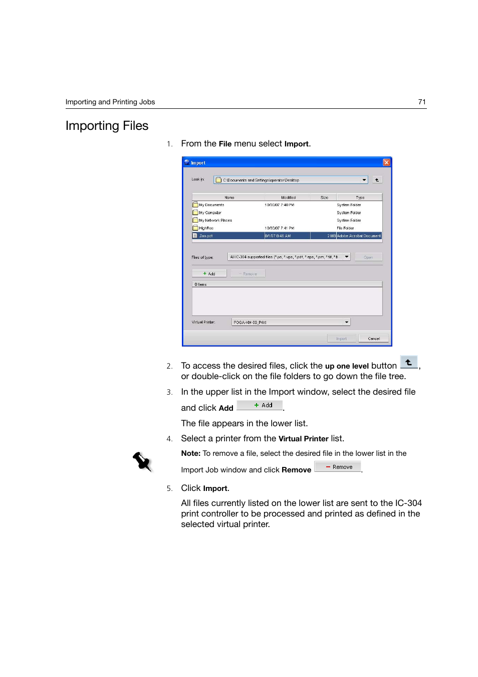 Importing files | Konica Minolta bizhub PRO C6500P User Manual | Page 79 / 266