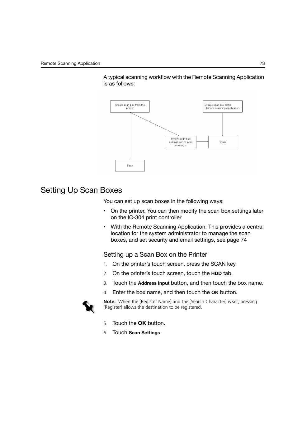 Setting up scan boxes, Setting up a scan box on the printer | Konica Minolta bizhub PRO C6500P User Manual | Page 81 / 266