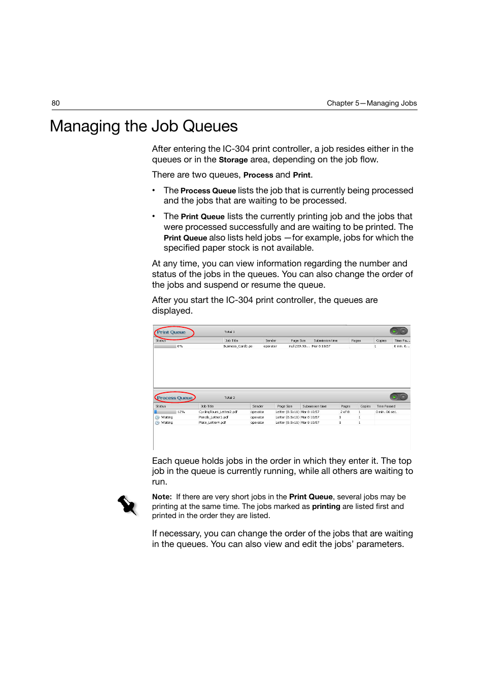 Managing the job queues | Konica Minolta bizhub PRO C6500P User Manual | Page 88 / 266