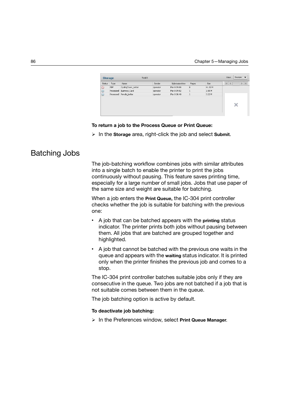 Batching jobs | Konica Minolta bizhub PRO C6500P User Manual | Page 94 / 266