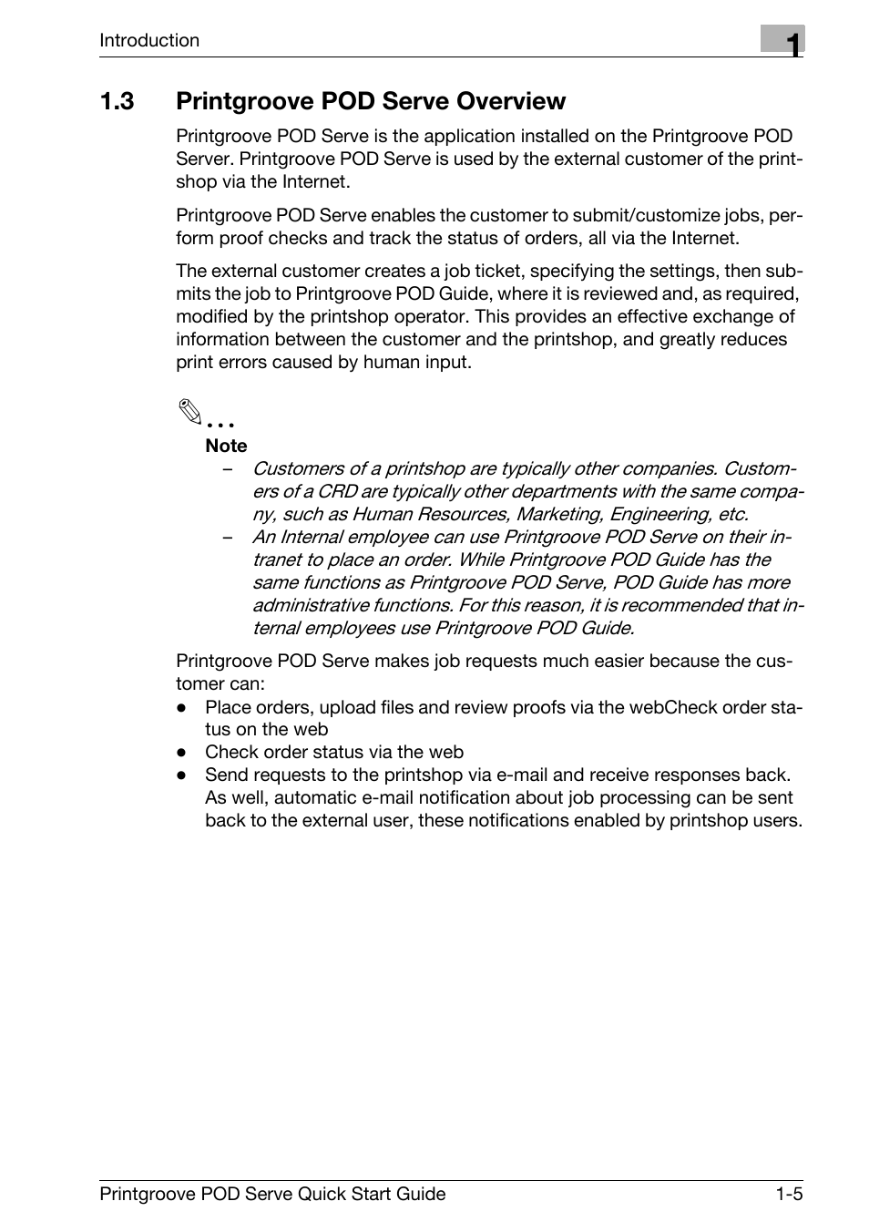 3 printgroove pod serve overview, Printgroove pod serve overview -5 | Konica Minolta Printgroove POD User Manual | Page 8 / 70