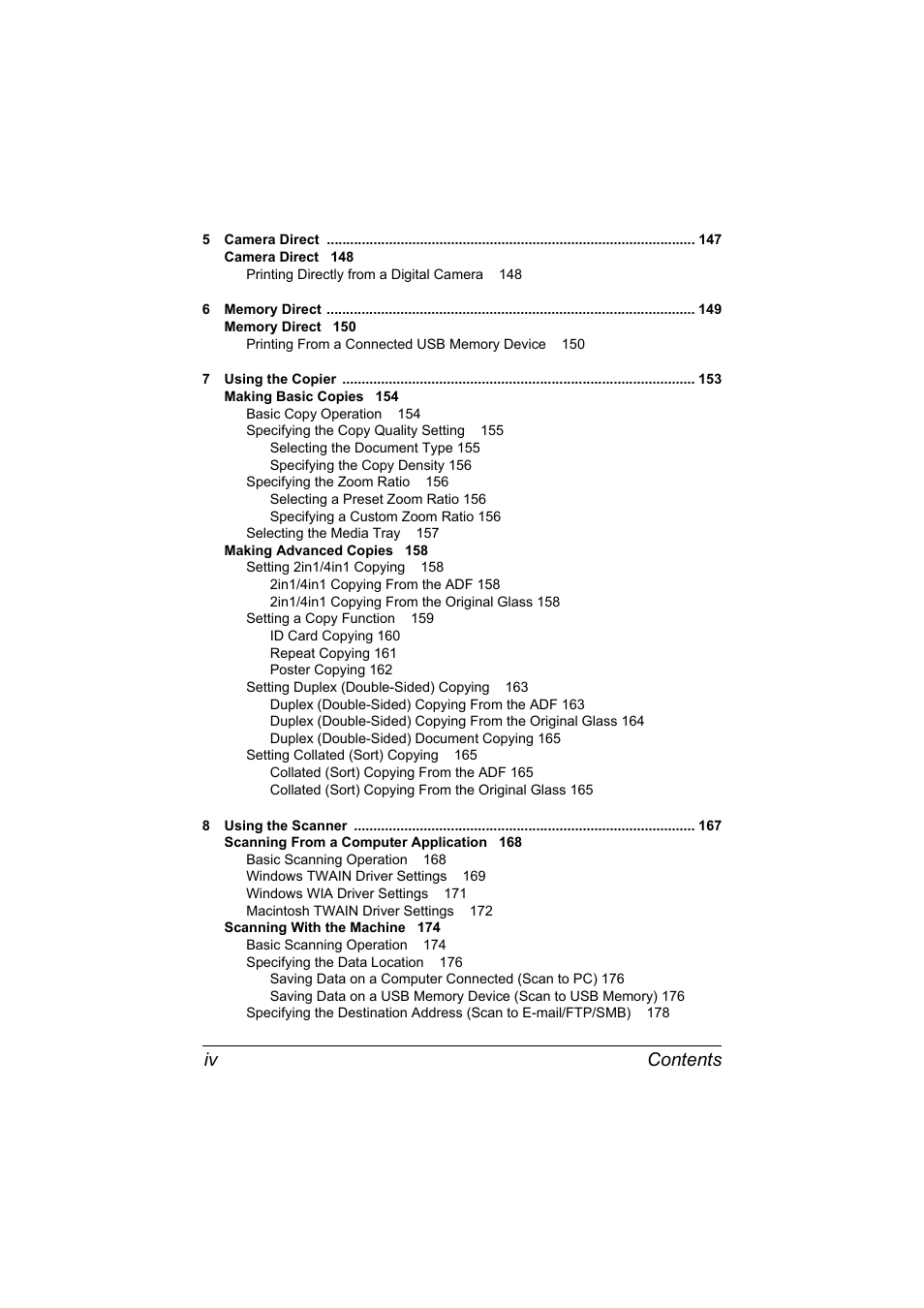 Contents iv | Konica Minolta bizhub C20X User Manual | Page 10 / 346