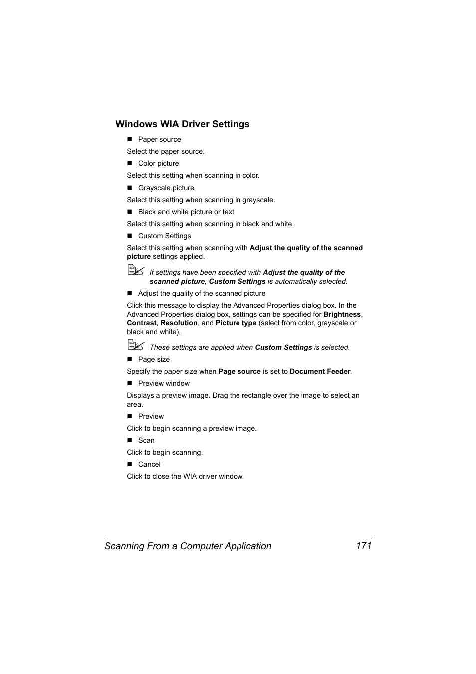 Windows wia driver settings, Windows wia driver settings 171 | Konica Minolta bizhub C20X User Manual | Page 185 / 346