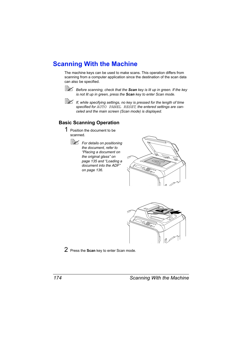 Scanning with the machine, Basic scanning operation, Scanning with the machine 174 | Basic scanning operation 174 | Konica Minolta bizhub C20X User Manual | Page 188 / 346