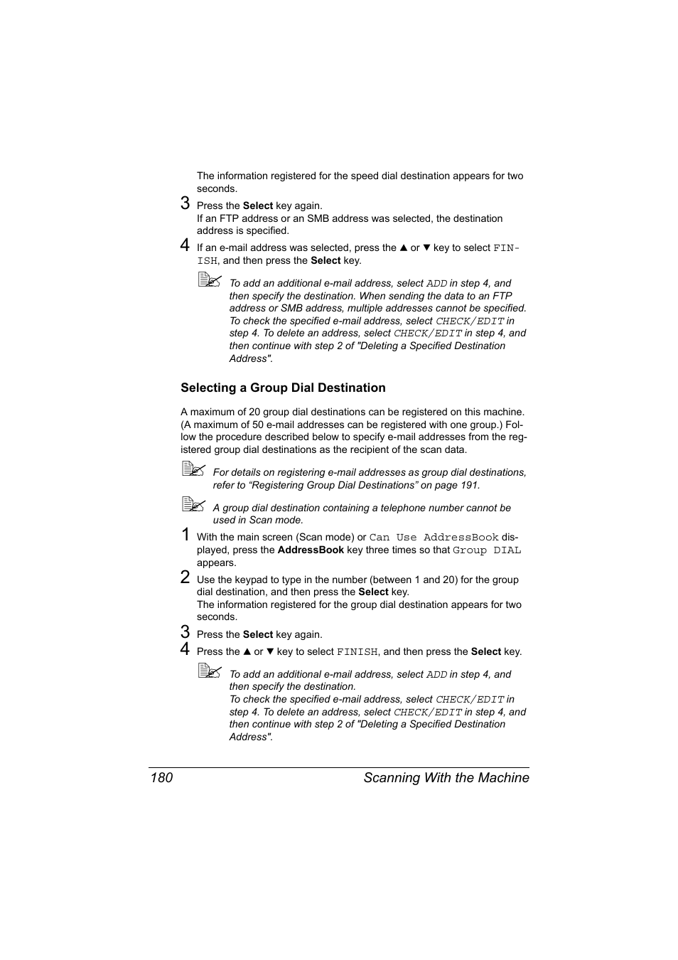 Selecting a group dial destination, Selecting a group dial destination 180 | Konica Minolta bizhub C20X User Manual | Page 194 / 346