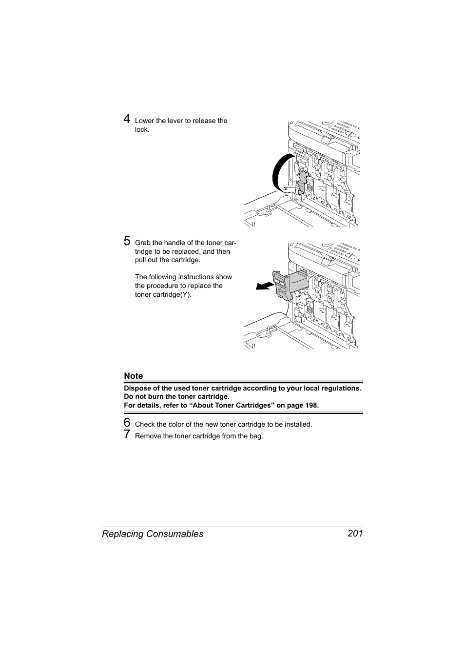 Replacing consumables 201 | Konica Minolta bizhub C20X User Manual | Page 215 / 346