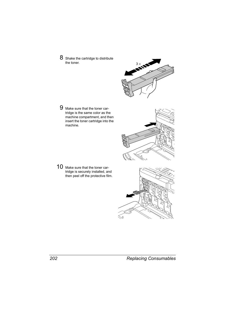 Replacing consumables 202 | Konica Minolta bizhub C20X User Manual | Page 216 / 346