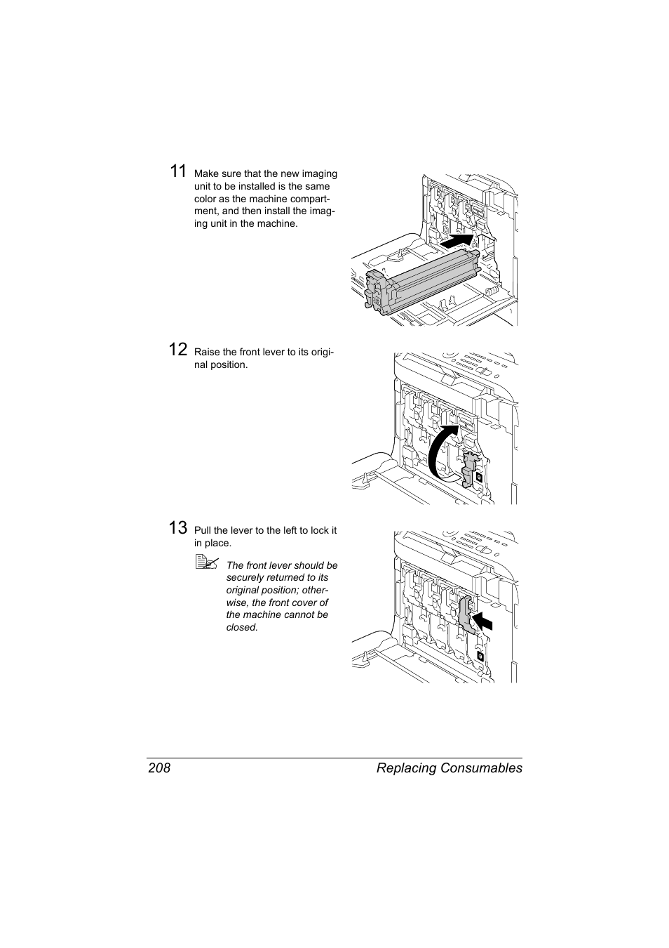 Replacing consumables 208 | Konica Minolta bizhub C20X User Manual | Page 222 / 346