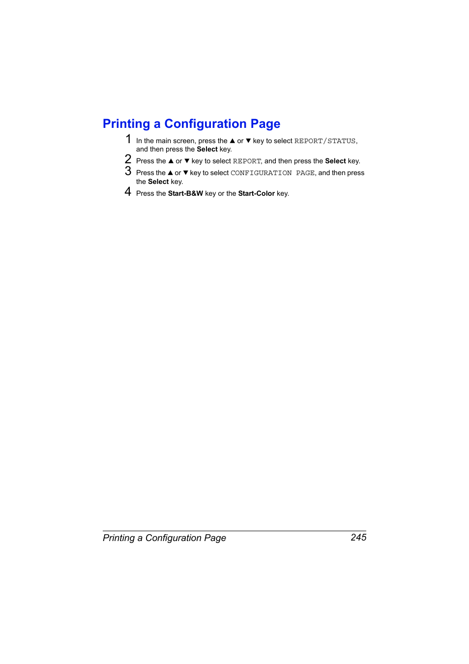 Printing a configuration page 1 | Konica Minolta bizhub C20X User Manual | Page 259 / 346